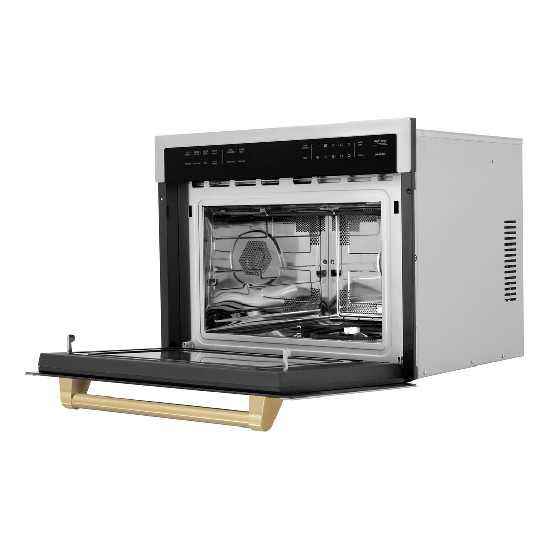 ZLINE Autograph Edition 24" 1.6 cu ft. Built-in Convection Microwave Oven in DuraSnow®  Stainless Steel with Bronze Accents, MWOZ-24-SS-CB