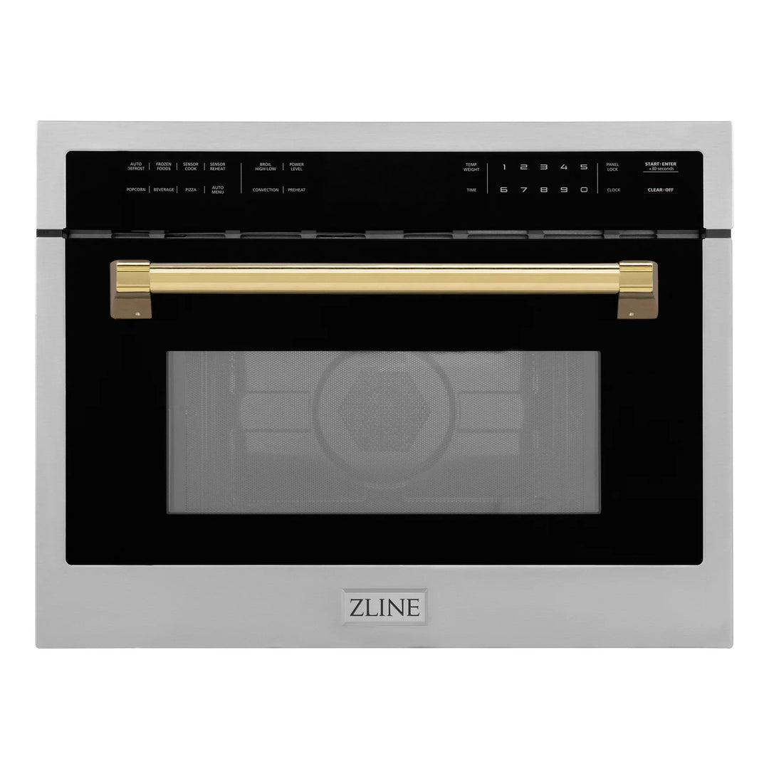 ZLINE 24" Built-in Convection Microwave Oven in Stainless Steel &amp; Gold Accents 1.6 cu ft.