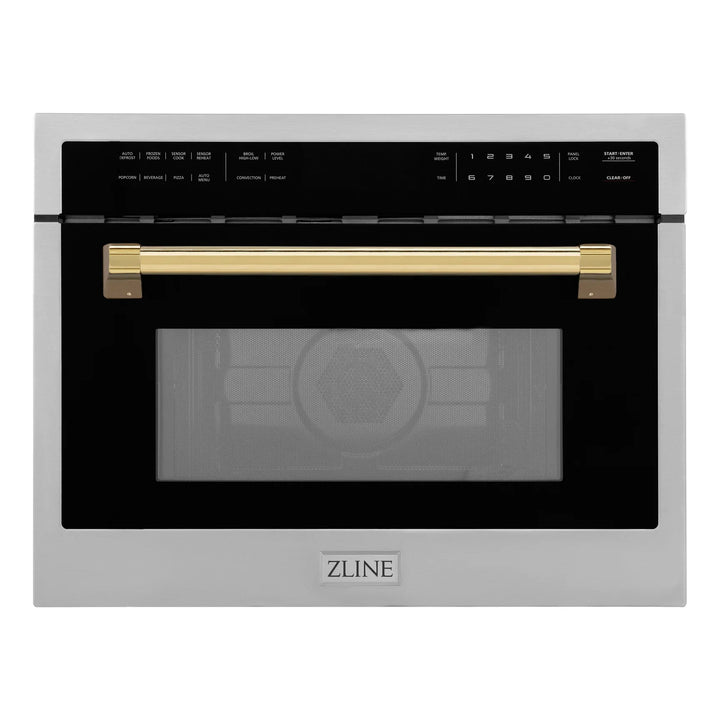 ZLINE 24" Built-in Convection Microwave Oven in Stainless Steel &amp; Gold Accents 1.6 cu ft.