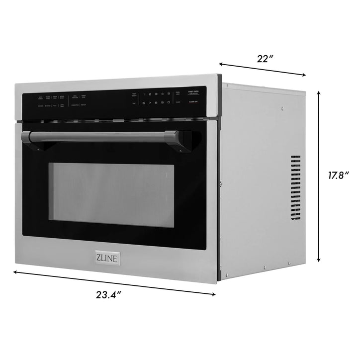 ZLINE 24" Built-in Convection Microwave Oven in Stainless Steel &amp; Matte Black Accents 1.6 cu ft.
