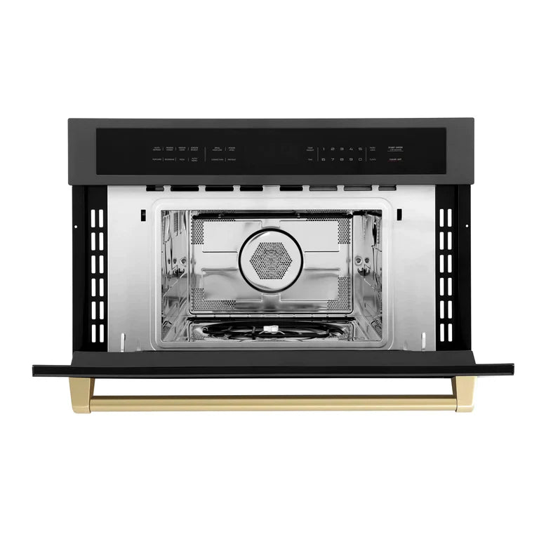 ZLINE 30” Built-in Convection Microwave Oven in Black Stainless Steel &amp; Champagne Bronze Accents 1.6 cu ft.