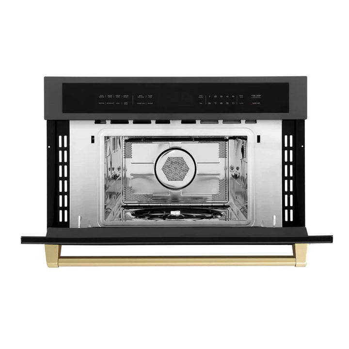 ZLINE 30” Built-in Convection Microwave Oven in Black Stainless Steel &amp; Champagne Bronze Accents 1.6 cu ft.
