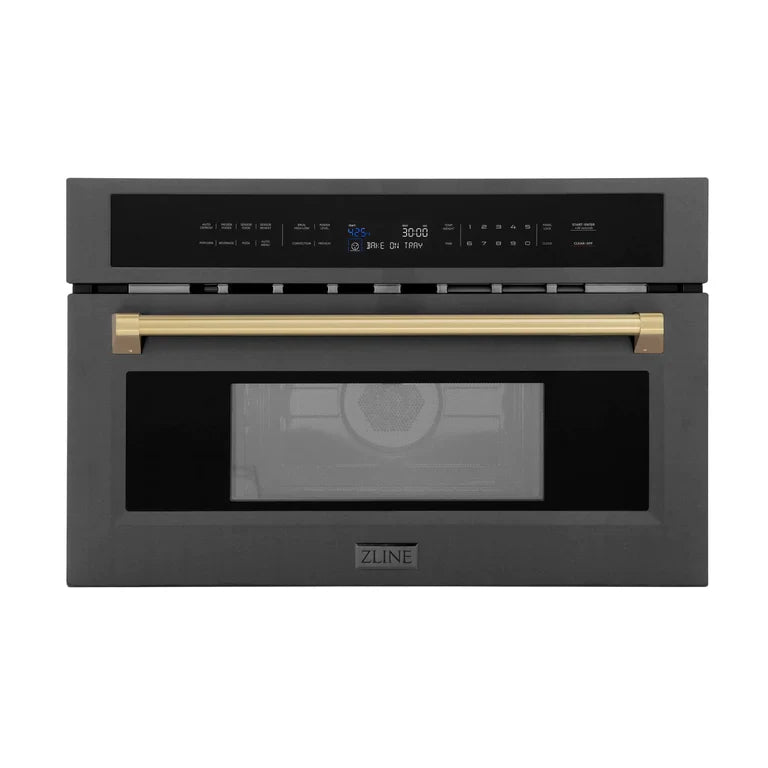 ZLINE 30” Built-in Convection Microwave Oven in Black Stainless Steel & Champagne Bronze Accents 1.6 cu ft.