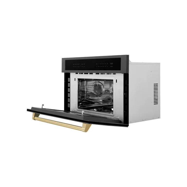 ZLINE 30” Built-in Convection Microwave Oven in Black Stainless Steel &amp; Champagne Bronze Accents 1.6 cu ft.