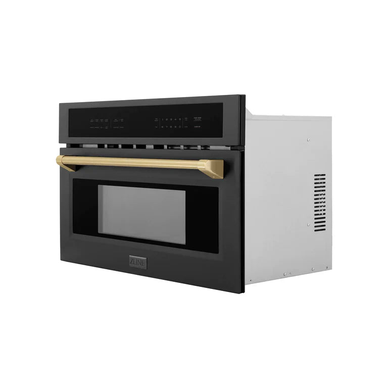ZLINE 30” Built-in Convection Microwave Oven in Black Stainless Steel & Champagne Bronze Accents 1.6 cu ft.
