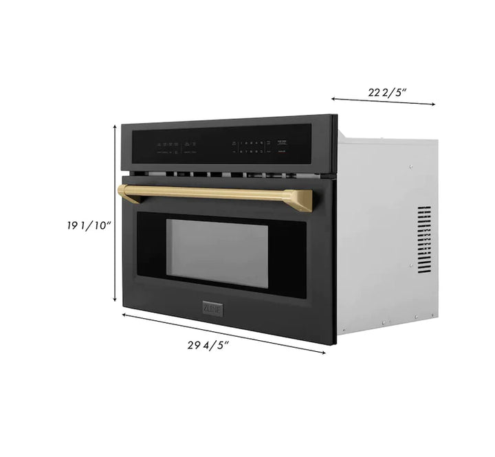 ZLINE 30” Built-in Convection Microwave Oven in Black Stainless Steel &amp; Champagne Bronze Accents 1.6 cu ft.