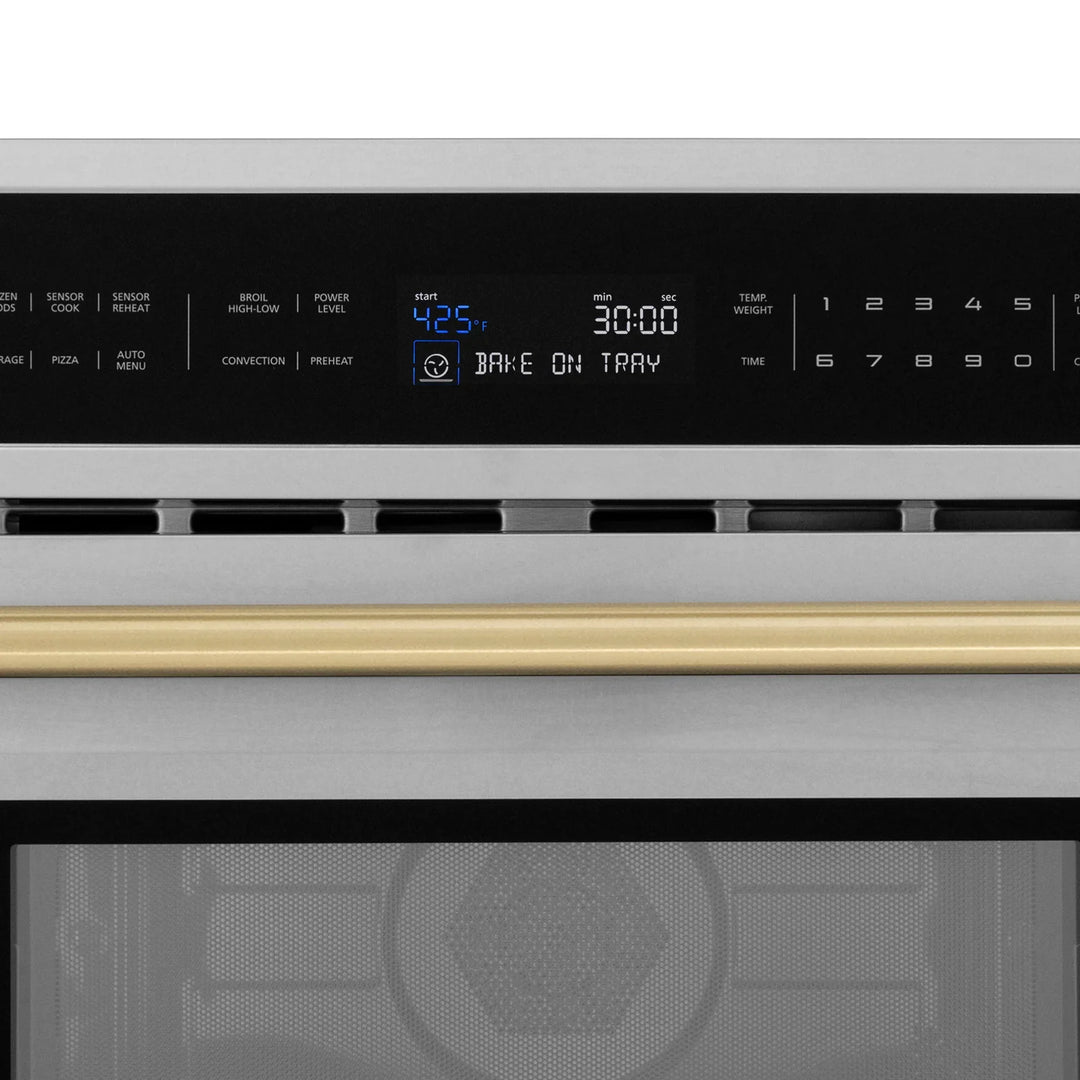 ZLINE 30” Built-in Convection Microwave Oven in Stainless Steel &amp; Champagne Bronze Accents 1.6 cu ft.