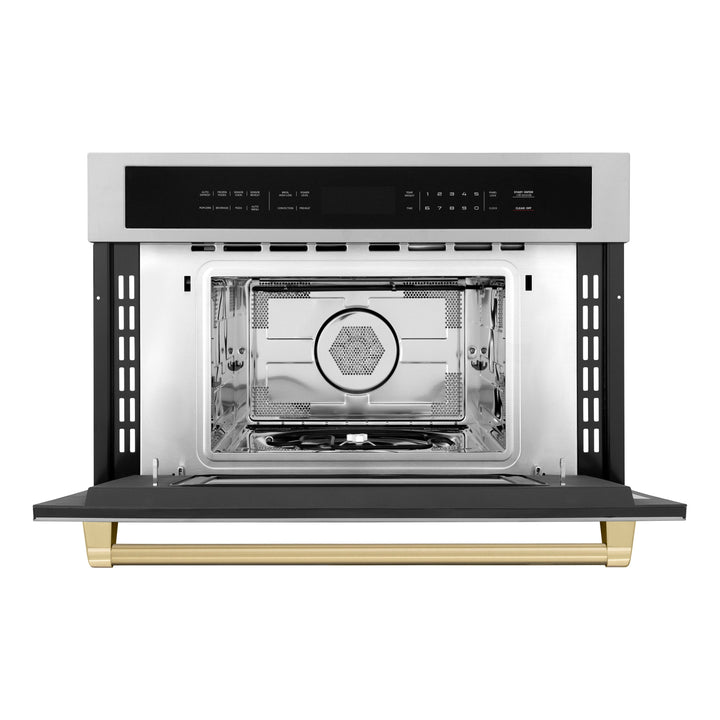 ZLINE Autograph 30" Built-in Convection Microwave Oven in Stainless Steel with Champagne Bronze Accents, MWOZ-30-CB