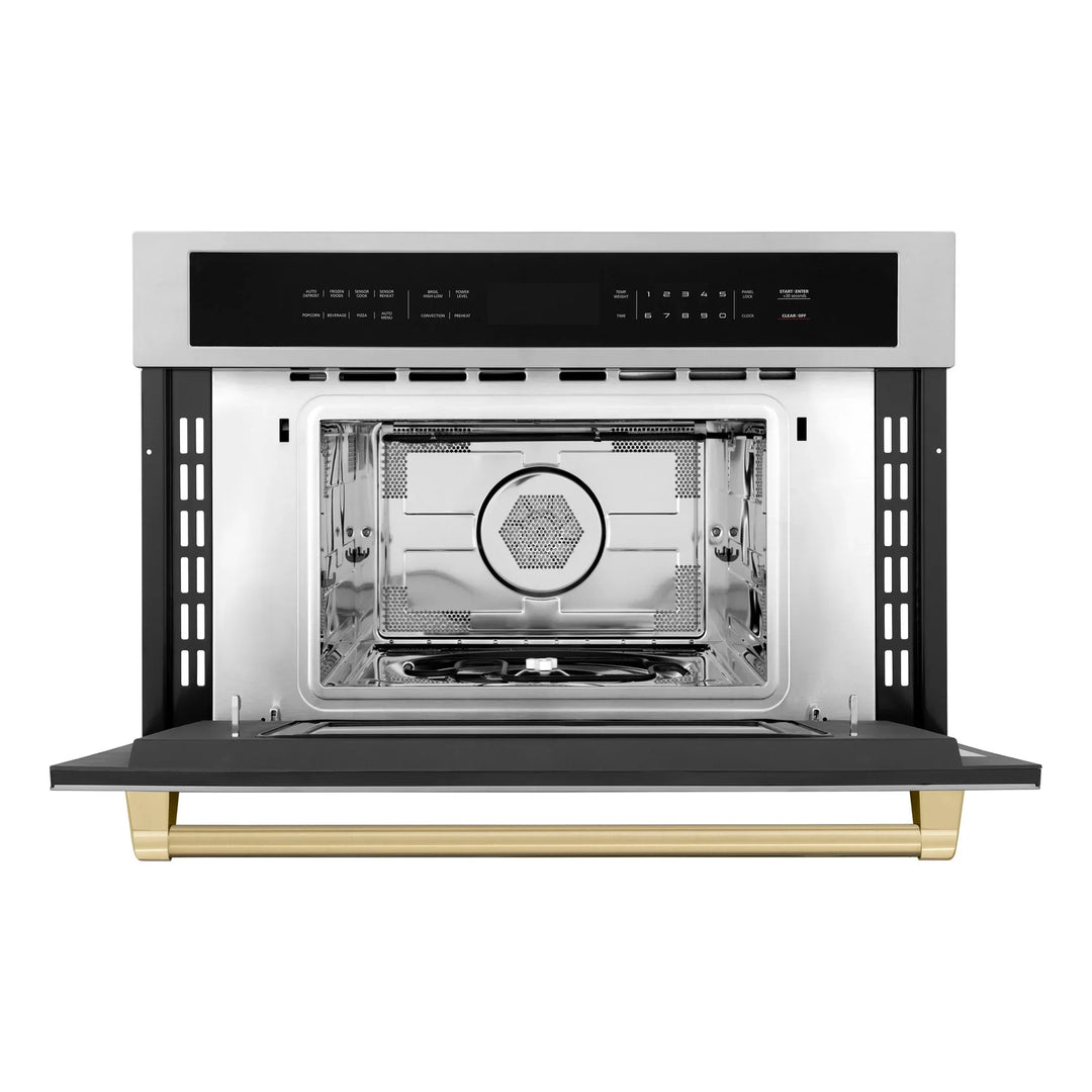 ZLINE 30” Built-in Convection Microwave Oven in Stainless Steel &amp; Champagne Bronze Accents 1.6 cu ft.