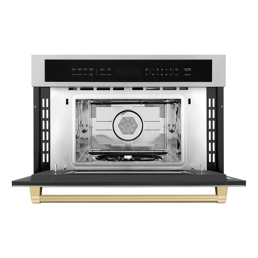 ZLINE Autograph Bronze Package - 36" Rangetop, 36" Range Hood, Dishwasher, Refrigerator, Microwave Oven, Wall Oven