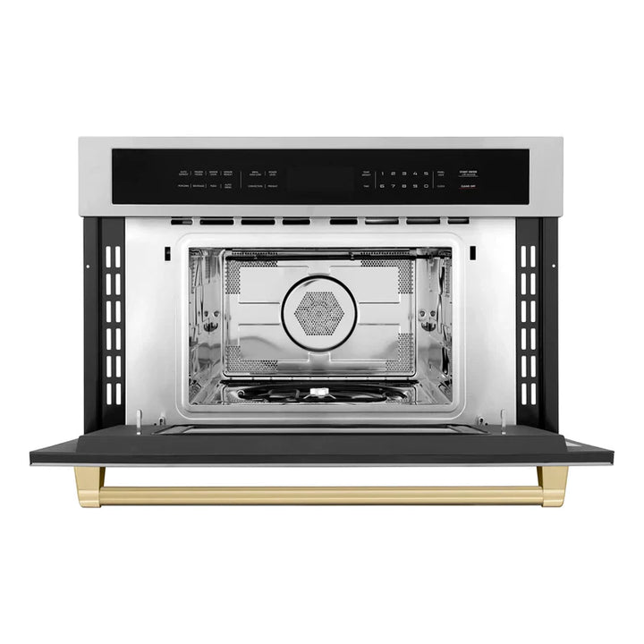 ZLINE Autograph Bronze Package - 48" Rangetop, 48" Range Hood, Dishwasher, Built-In Refrigerator, Microwave Oven, Wall Oven