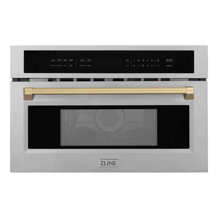 ZLINE 30” Built-in Convection Microwave Oven in Stainless Steel & Champagne Bronze Accents 1.6 cu ft.