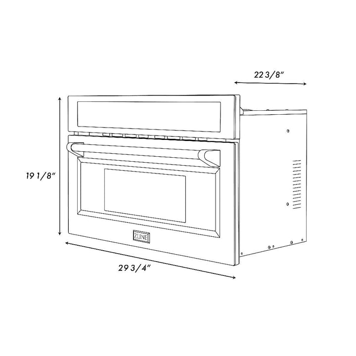 ZLINE Autograph Edition 30 in. 1.6 cu ft. Built-in Convection Microwave Oven in Black Stainless Steel with Polished Gold Accents (MWOZ-30-BS-G)