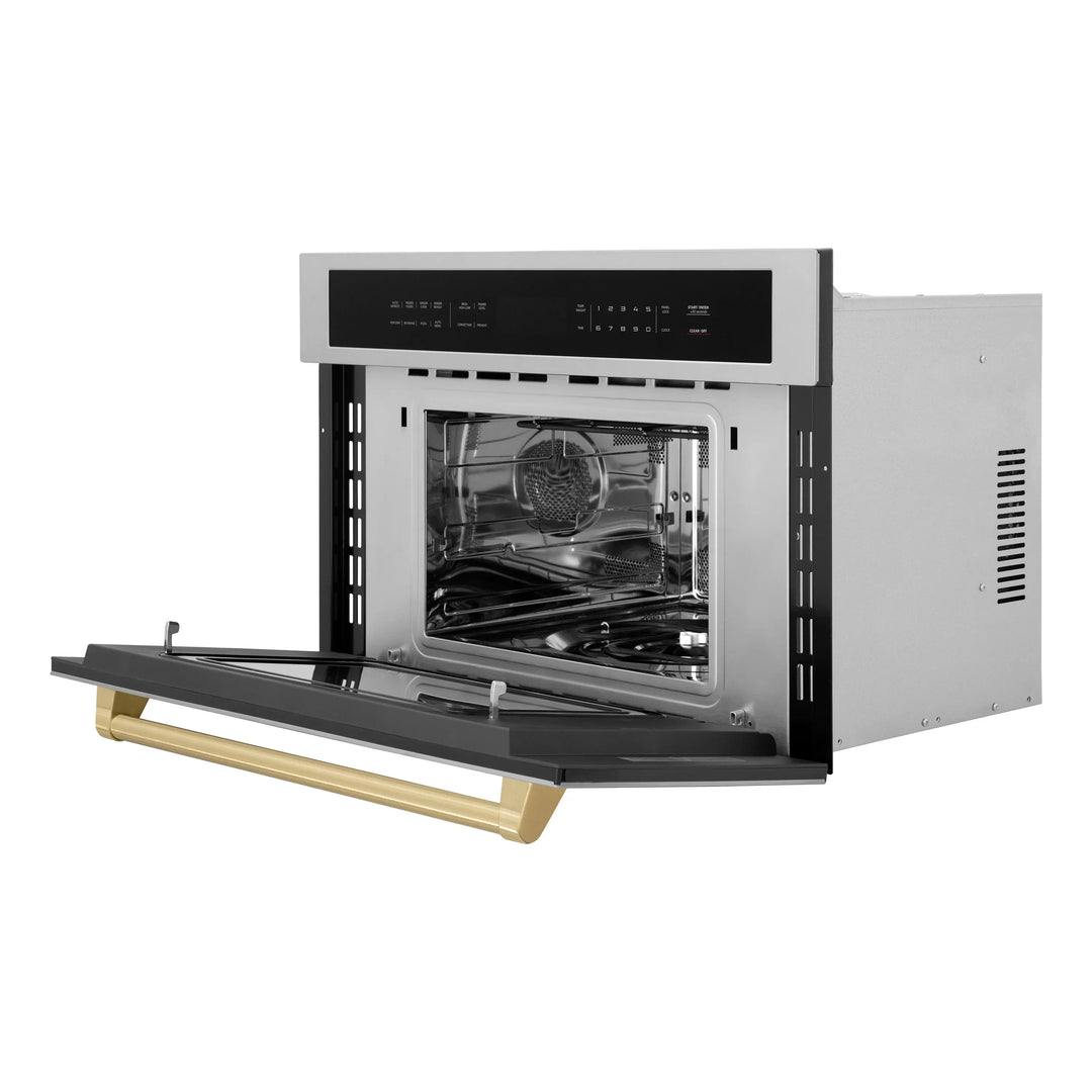 ZLINE Autograph Bronze Package - 36" Rangetop, 36" Range Hood, Dishwasher, Built-In Refrigerator, Microwave Oven