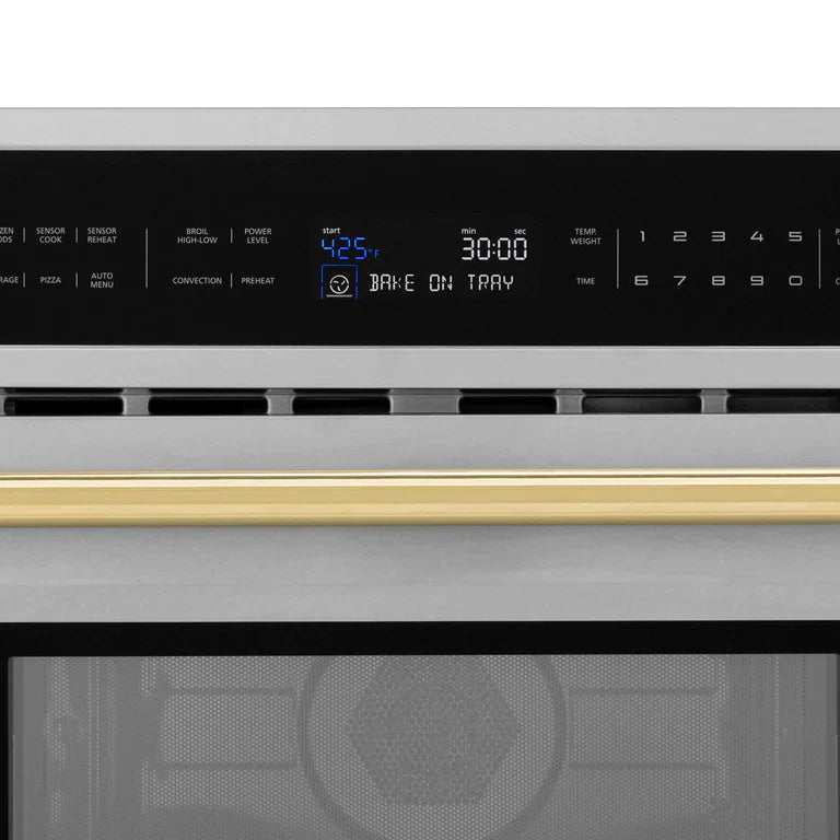 ZLINE 30” Built-in Convection Microwave Oven in Stainless Steel &amp; Gold Accents 1.6 cu ft.