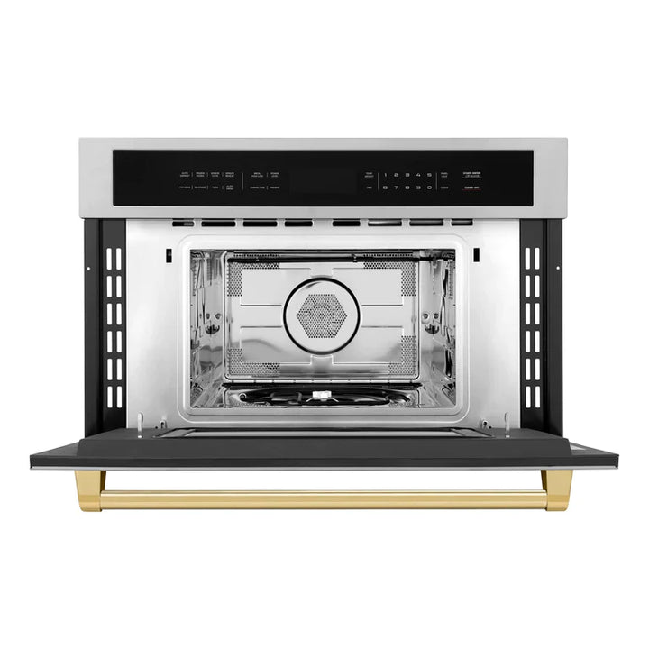 ZLINE 30” Built-in Convection Microwave Oven in Stainless Steel &amp; Gold Accents 1.6 cu ft.