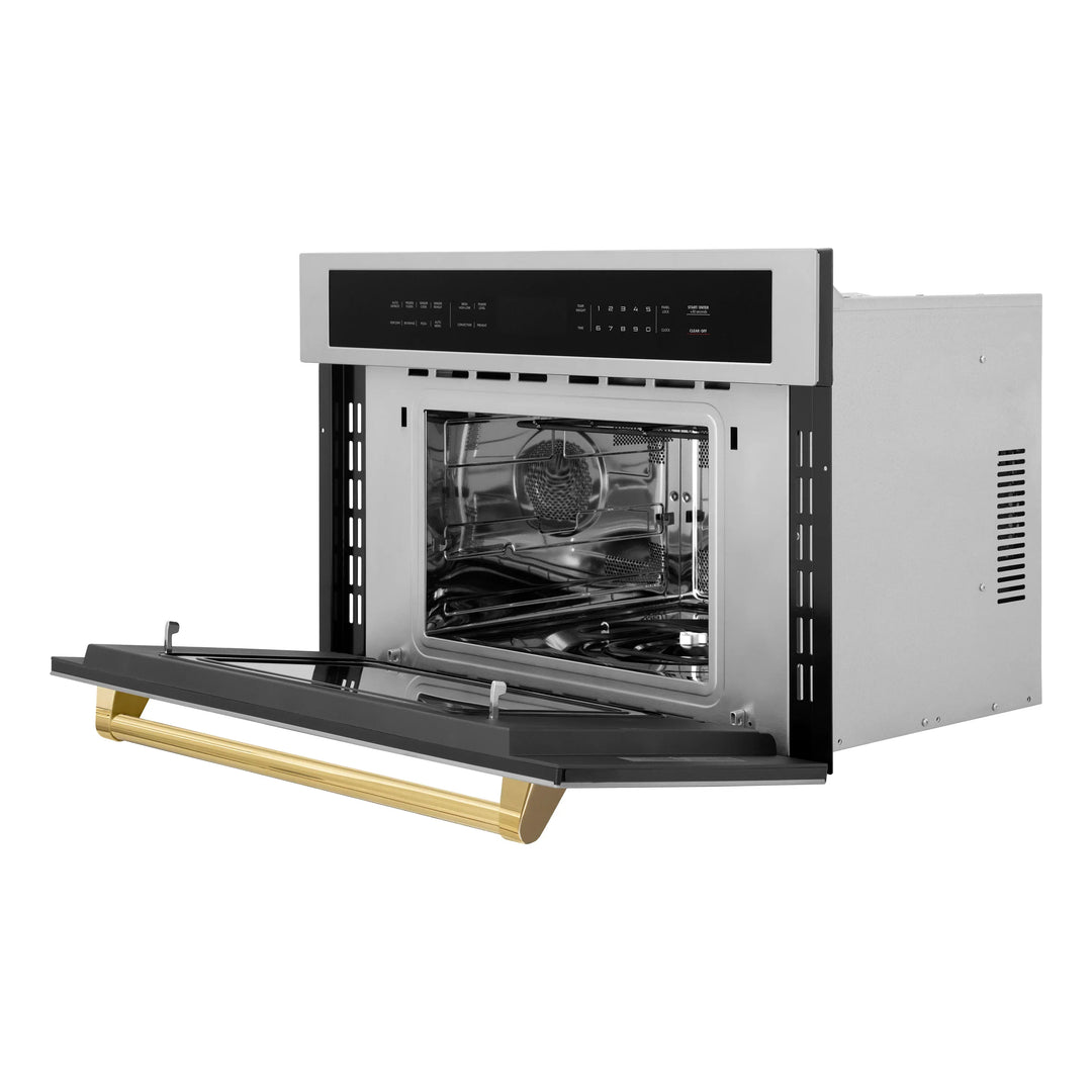 ZLINE Autograph Gold Package - 36" Rangetop, 36" Range Hood, Dishwasher, Built-In Refrigerator, Microwave Oven, Wall Oven