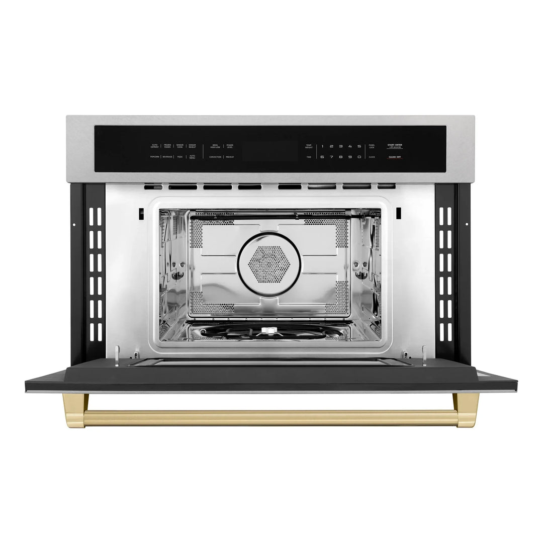 ZLINE 30” Built-in Convection Microwave Oven in Fingerprint Resistant Stainless Steel &amp; Champagne Bronze Accents 1.6 cu ft.