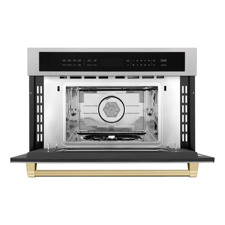ZLINE 30” Built-in Convection Microwave Oven in Fingerprint Resistant Stainless Steel &amp; Champagne Bronze Accents 1.6 cu ft.