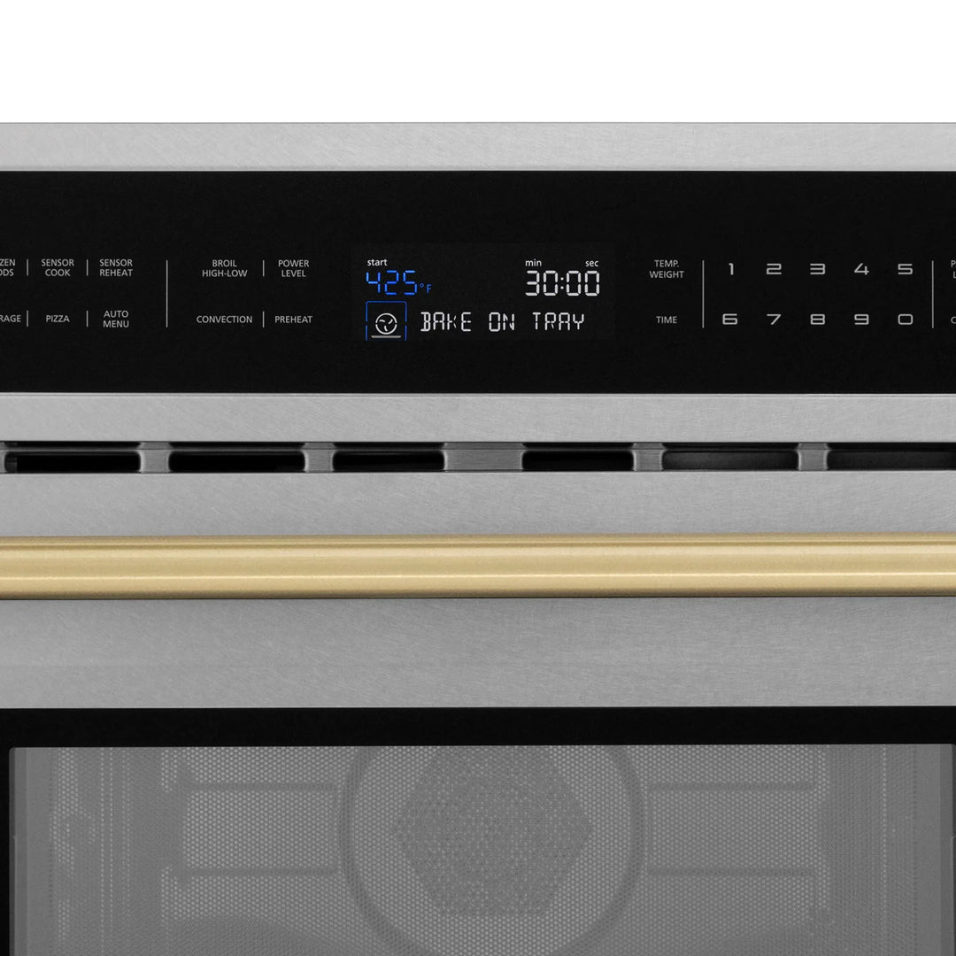 ZLINE 30” Built-in Convection Microwave Oven in Fingerprint Resistant Stainless Steel &amp; Champagne Bronze Accents 1.6 cu ft.
