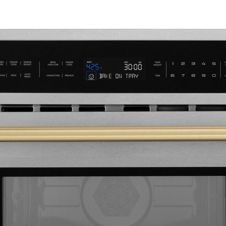 ZLINE 30” Built-in Convection Microwave Oven in Fingerprint Resistant Stainless Steel &amp; Champagne Bronze Accents 1.6 cu ft.