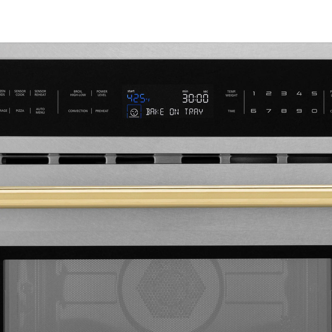 ZLINE 30” Built-in Convection Microwave Oven in Fingerprint Resistant Stainless Steel &amp; Gold Accents 1.6 cu ft.