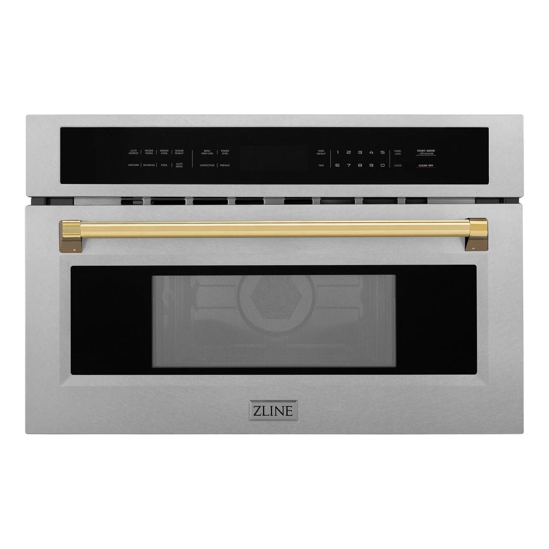 ZLINE 30” Built-in Convection Microwave Oven in Fingerprint Resistant Stainless Steel & Gold Accents 1.6 cu ft.