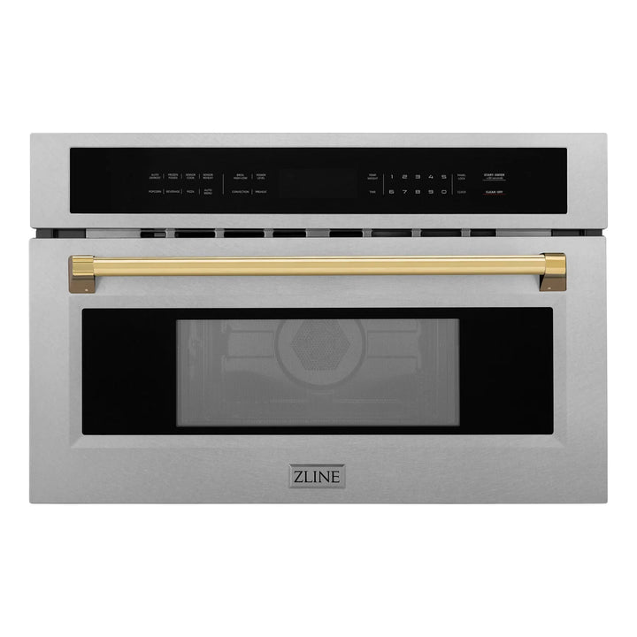 ZLINE 30” Built-in Convection Microwave Oven in Fingerprint Resistant Stainless Steel &amp; Gold Accents 1.6 cu ft.