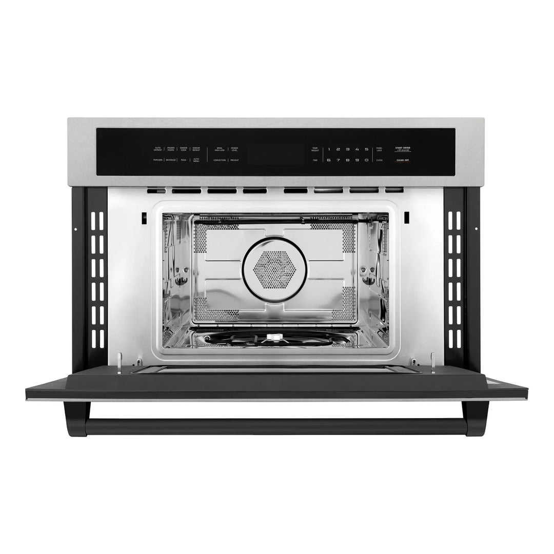 ZLINE 30” Built-in Convection Microwave Oven in Fingerprint Resistant Stainless Steel &amp; Matte Black Accents 1.6 cu ft.