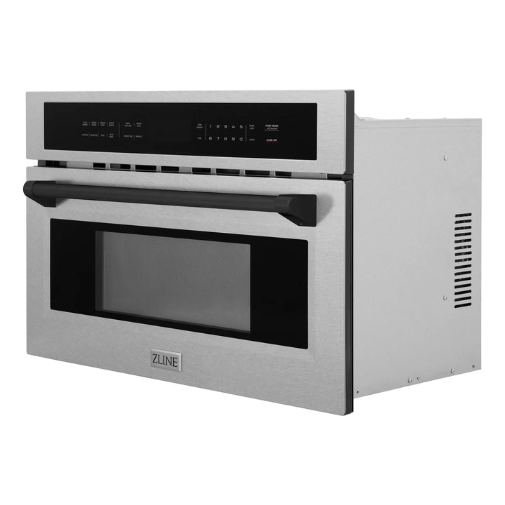 ZLINE 30” Built-in Convection Microwave Oven in Fingerprint Resistant Stainless Steel &amp; Matte Black Accents 1.6 cu ft.