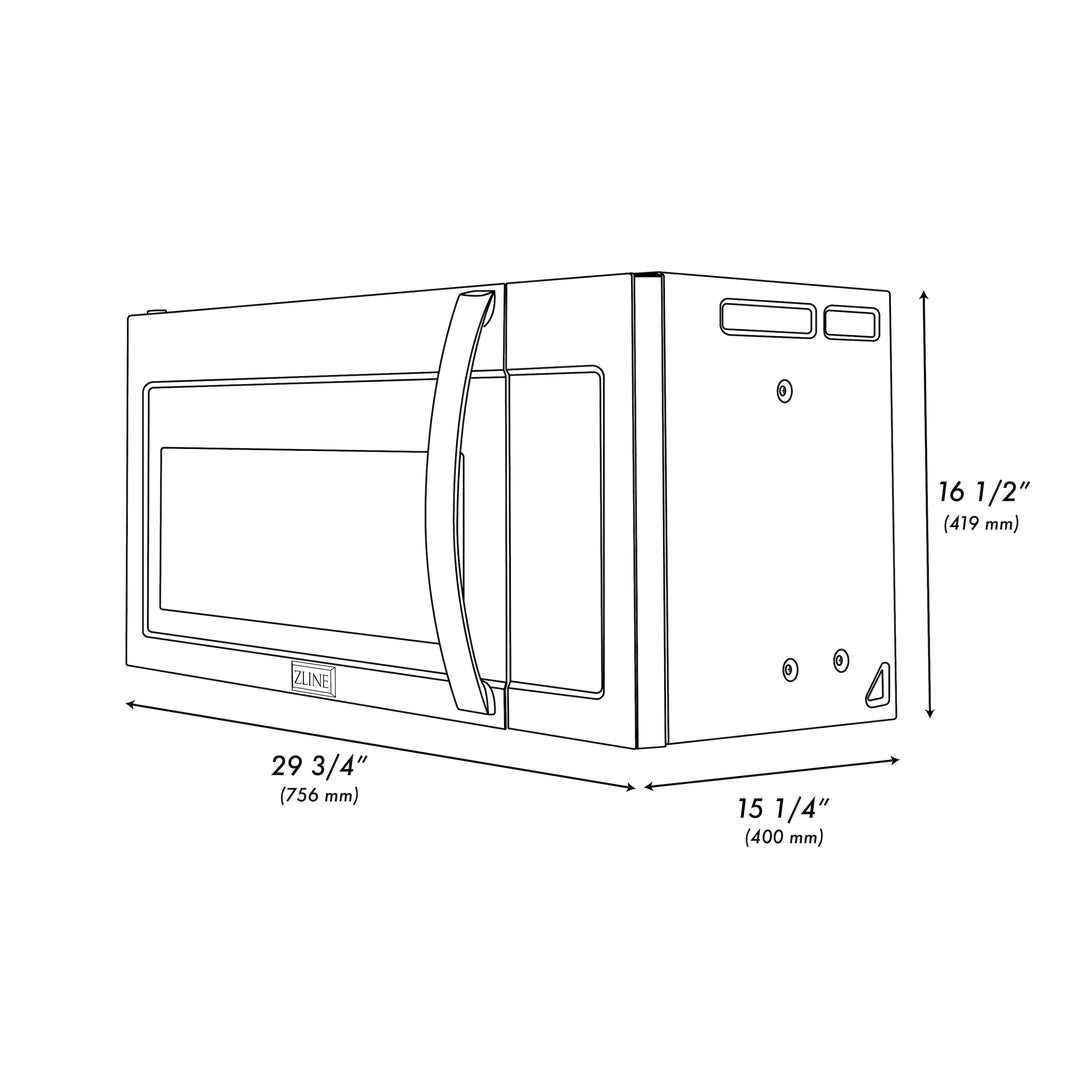 ZLINE 30 in. 1.5 cu. ft. Over-The-Range Convection Microwave Oven in Stainless Steel with Modern Handle and Sensor Cooking, Open Box-Excellent Condition