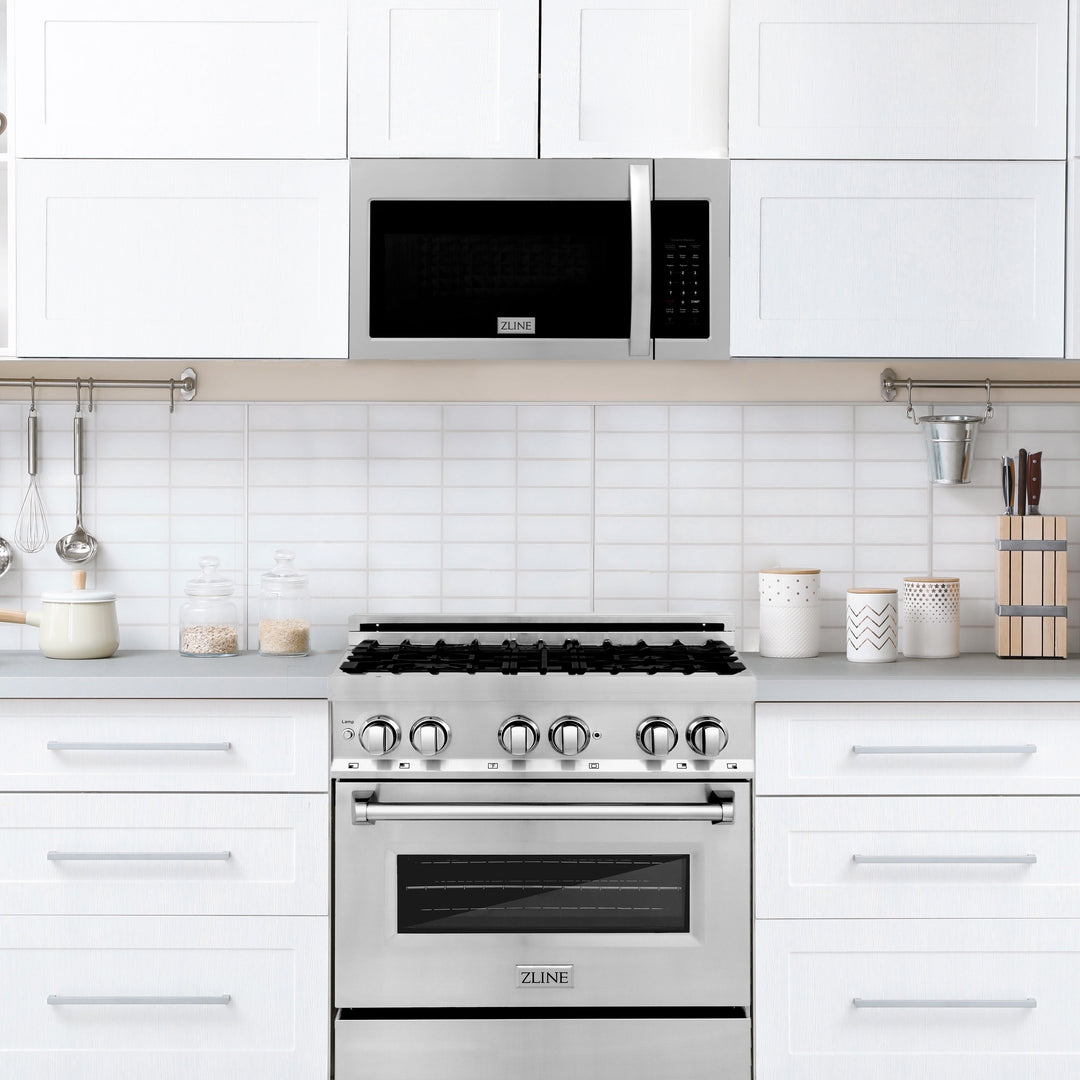 ZLINE 30 in. 1.5 cu. ft. Over-The-Range Convection Microwave Oven in Stainless Steel with Modern Handle and Sensor Cooking, Open Box-Excellent Condition
