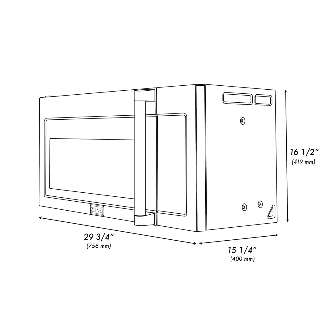 ZLINE 30" Stainless Steel Over the Range Convection Microwave Oven with Traditional Handle