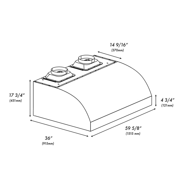 ZLINE 60 in. Under Cabinet Outdoor Grill Hood (GOU2-60)