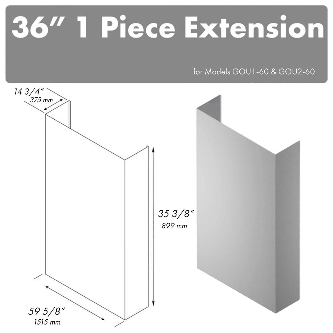 ZLINE 36-Inch Chimney Extension for 72-Inch Under Cabinet Outdoor Grill Hood