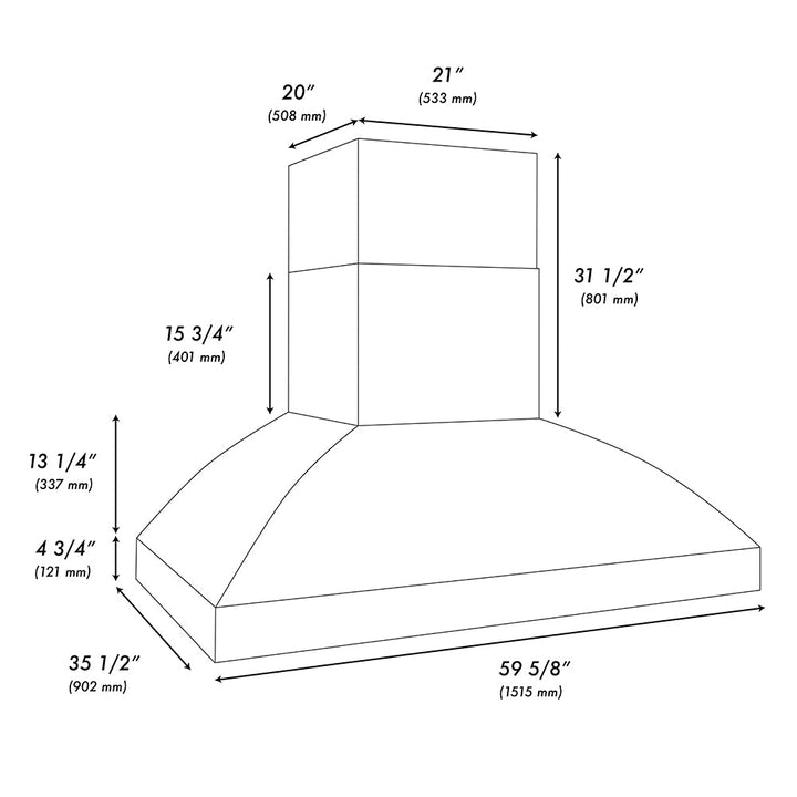 ZLINE 60 in. Wall Mount Outdoor Grill Hood (GOW2-60)