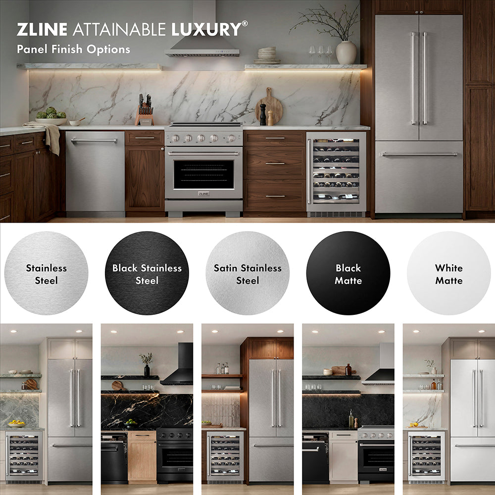 ZLINE 36 in. 19.6 cu. ft. Panel Ready French Door Built-In Bottom Freezer Refrigerator with Water Dispenser and Ice Maker, Open Box-Excellent Condition