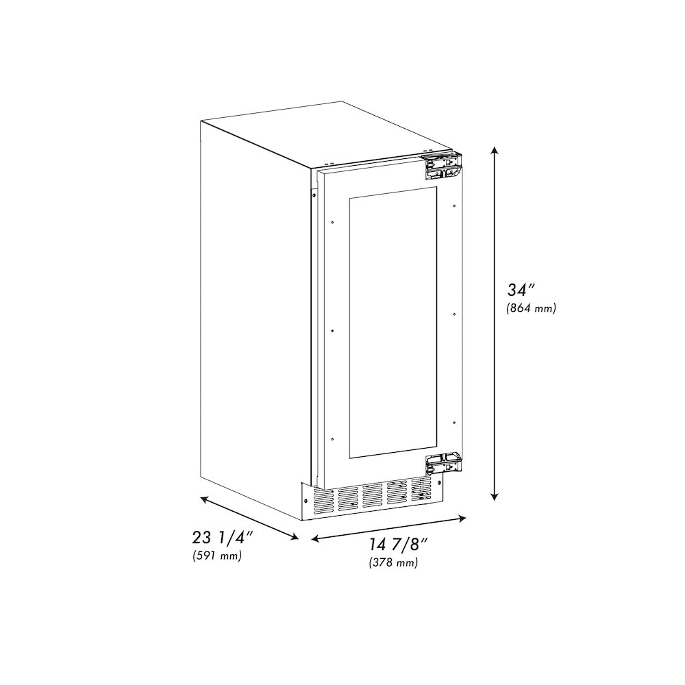 ZLINE 15 in. Touchstone Clear Cube Ice Maker with Drain Pump and Panel Ready Door, Open Box-Excellent Condition