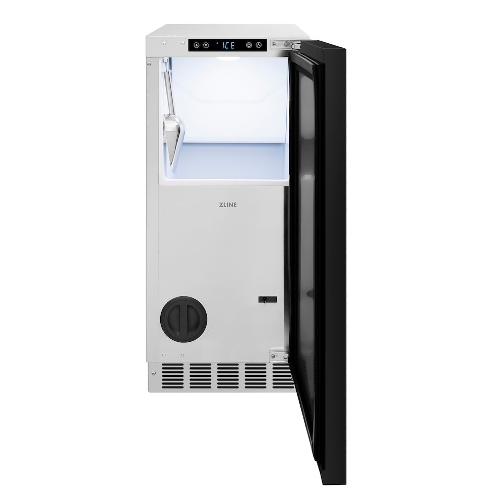 ZLINE 15 in. Touchstone Clear Cube Ice Maker with Drain Pump and Panel Ready Door, Open Box-Excellent Condition