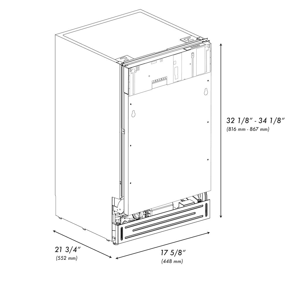 ZLINE 18 in. Tallac Series 3rd Rack Top Control Built-In Dishwasher with Stainless Steel Tub, 51dBa, Open Box-Excellent Condition