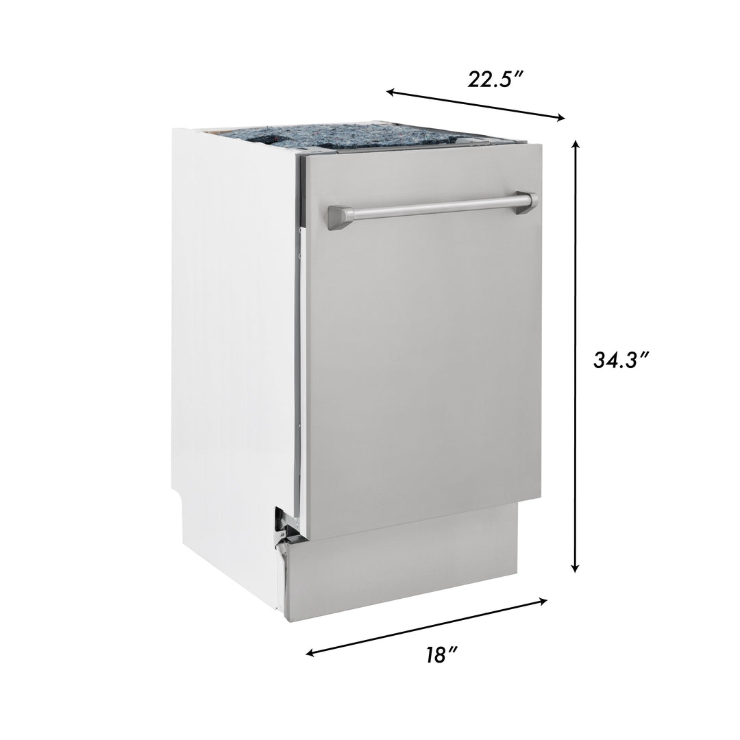 ZLINE 18 in. Top Control Tall Dishwasher in White Matte with 3rd Rack, DWV-WM-18