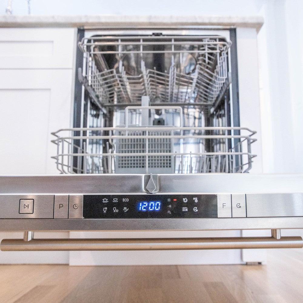 ZLINE 24 in. Top Control Built-In Dishwasher with Satin Stainless Steel Panel and Stainless Steel Tub with Modern Style Handle, 52dBa (DW-SN-24)