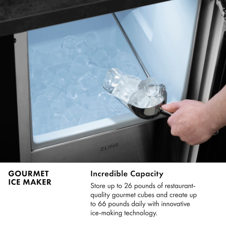 ZLINE 15 in. Touchstone Gourmet Ice Maker with Drain Pump and Panel Ready Door, Open Box-Excellent Condition