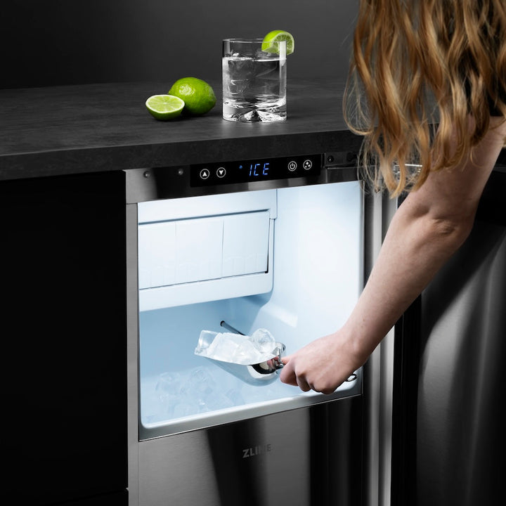 ZLINE 15 in. Touchstone Gourmet Ice Maker with Drain Pump and Panel Ready Door, Open Box-Excellent Condition
