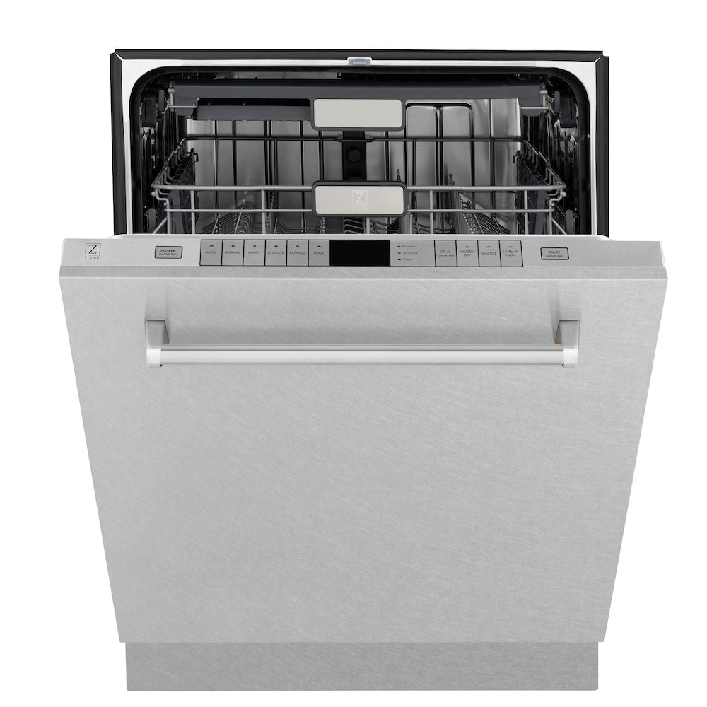 ZLINE 24 in. Monument Series 3rd Rack Top Touch Control Dishwasher with Satin Stainless Steel Panel and Stainless Steel Tub, 45dBa (DWMT-SN-24)