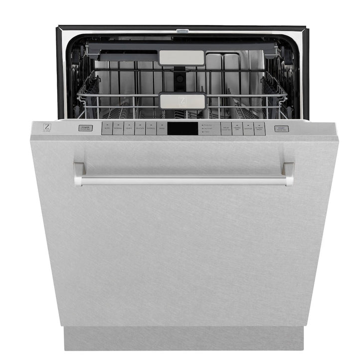 ZLINE 24 in. Monument Series 3rd Rack Top Touch Control Dishwasher with Satin Stainless Steel Panel and Stainless Steel Tub, 45dBa (DWMT-SN-24)