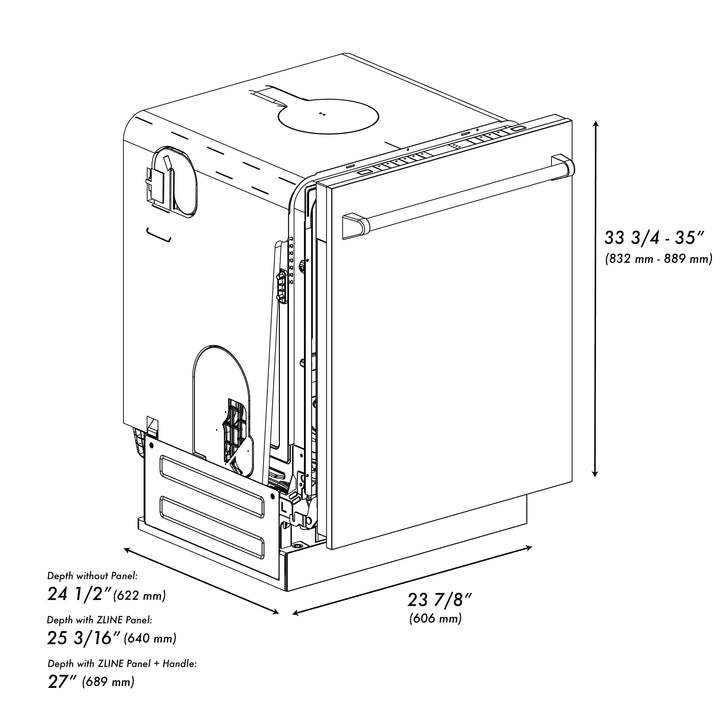 ZLINE 24 In. Monument Series 3rd Rack Top Touch Control Dishwasher in White Matte, 45dBa, DWMT-WM-24