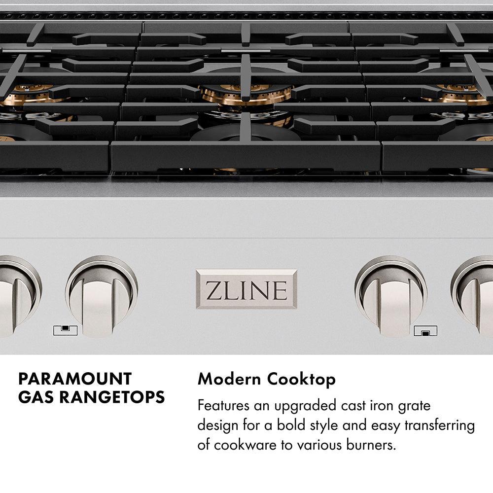 ZLINE 30 in. Paramount Gas Rangetop with 4 Burner DuoPro™ Cooktop in Satin Stainless Steel (PSRTS-30)