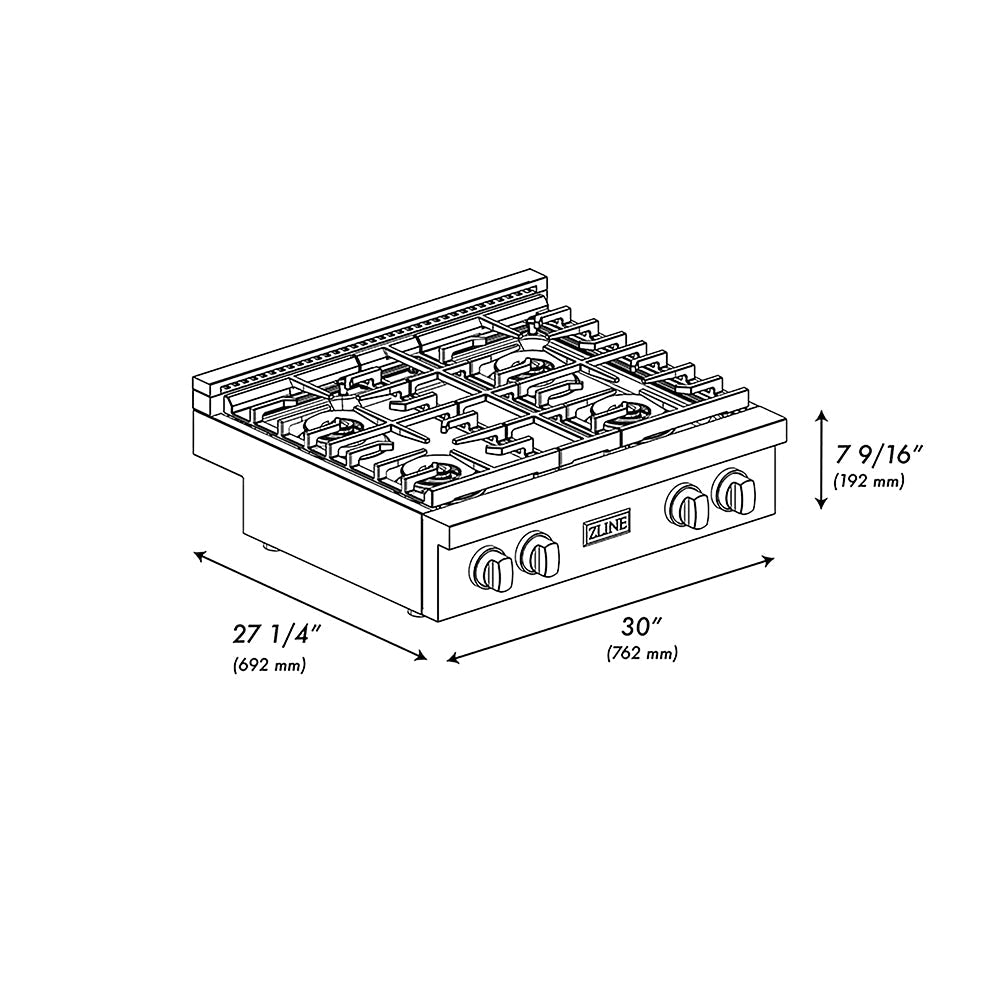 ZLINE 36 in. Paramount Gas Rangetop with 6 Burner DuoPro™ Cooktop in Black Stainless Steel, Open Box-Excellent Condition