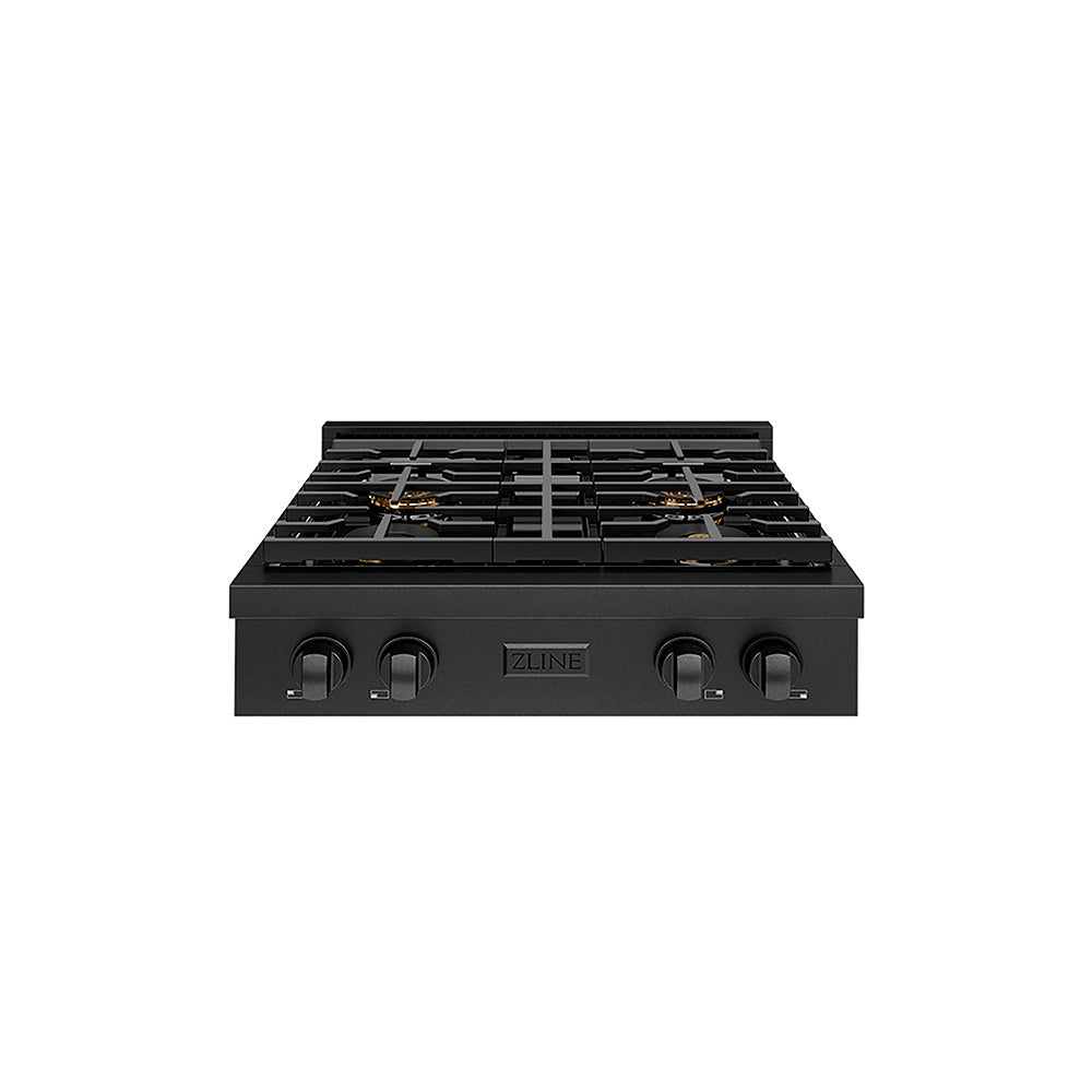 ZLINE 30 in. Paramount Gas Rangetop with 4 Burner DuoPro™ Cooktop in Black Stainless Steel, Open Box-Excellent Condition